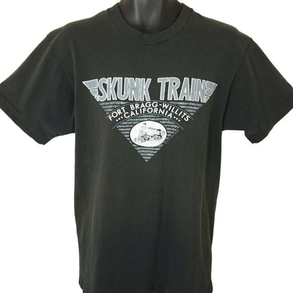 Skunk Train T Shirt Vintage 90s Fort Bragg-Willits California Mens Size Medium - Picture 1 of 6
